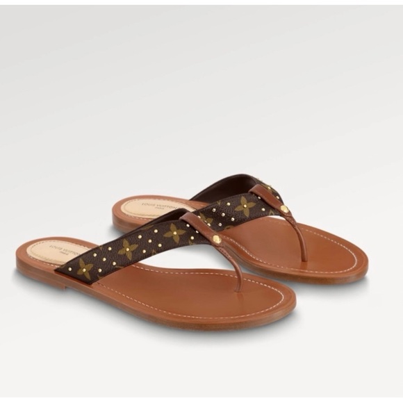 BRAND NEW LOUIS VUITTON sunny flat thong sandal Sz 37 6.5 US flip flops leather - Picture 7 of 8